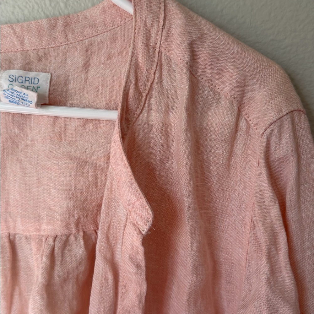 Sigrid Olsen Peach Linen Top Women’s Medium Bohemian - Picture 4 of 5